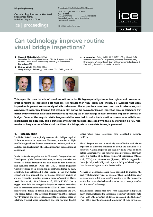 (PDF) Can technology improve routine visual bridge inspections?