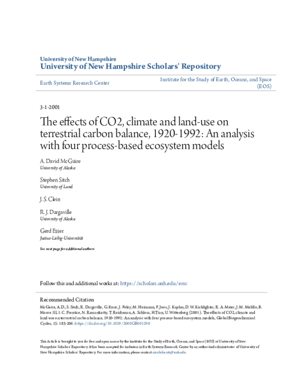 (PDF) The effects of CO2, climate and land-use on terrestrial carbon ...