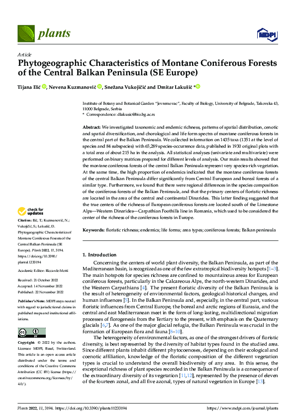 (PDF) Phytogeographic Characteristics of Montane Coniferous Forests of ...