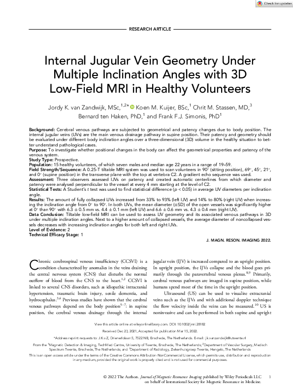 (PDF) Internal Jugular Vein Geometry Under Multiple Inclination Angles ...