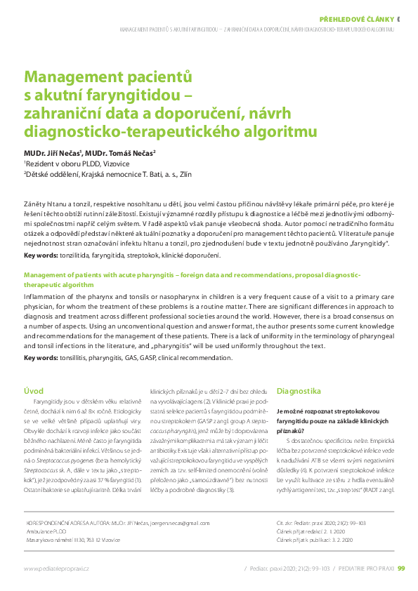 (PDF) Management of patients with acute pharyngitis - foreign data and ...