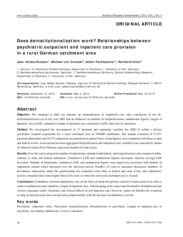 (PDF) Does deinstitutionalisation work? Relationships between ...