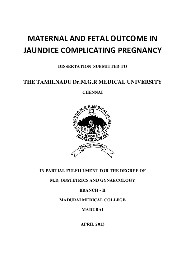 (PDF) Maternal and fetal outcome in jaundice complicating pregnancy