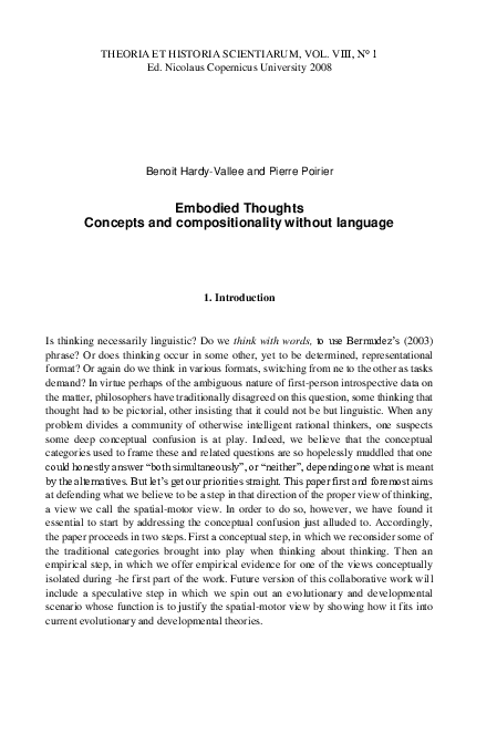 (PDF) Embodied Thoughts Concepts and compositionality without language