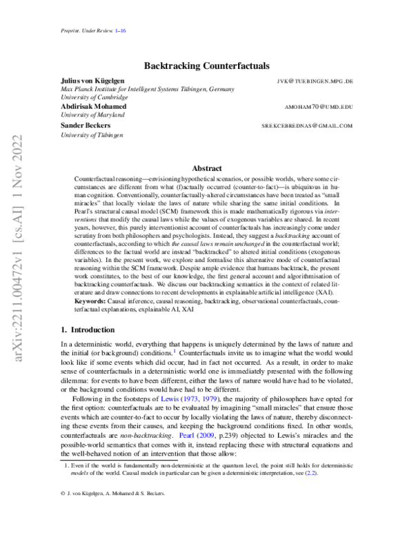 (PDF) Backtracking Counterfactuals