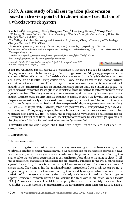(PDF) A case study of rail corrugation phenomenon based on the ...