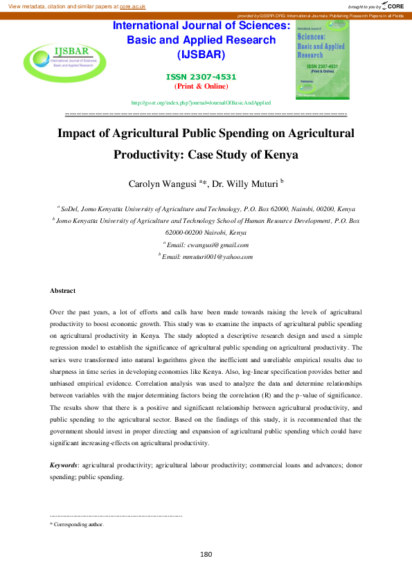 (PDF) Impact of Agricultural Public Spending on Agricultural ...