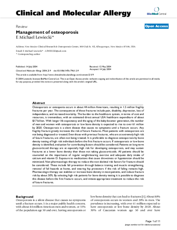 (PDF) The Management of Osteoporosis