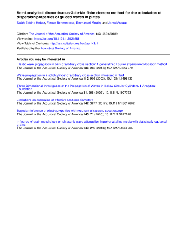 (PDF) Semi-analytical discontinuous Galerkin finite element method for ...