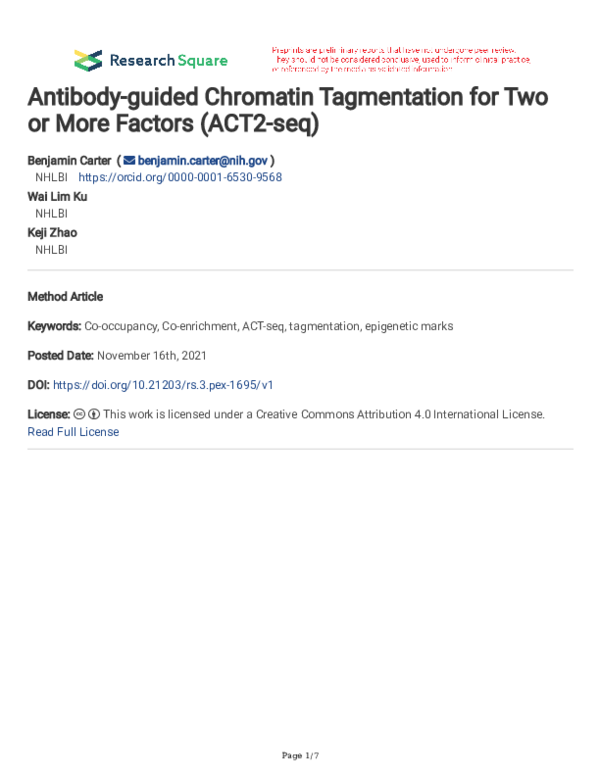 (PDF) Antibody-guided Chromatin Tagmentation for Two or More Factors ...