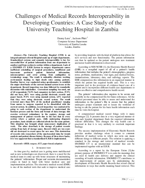 (PDF) Challenges of Medical Records Interoperability in Developing ...