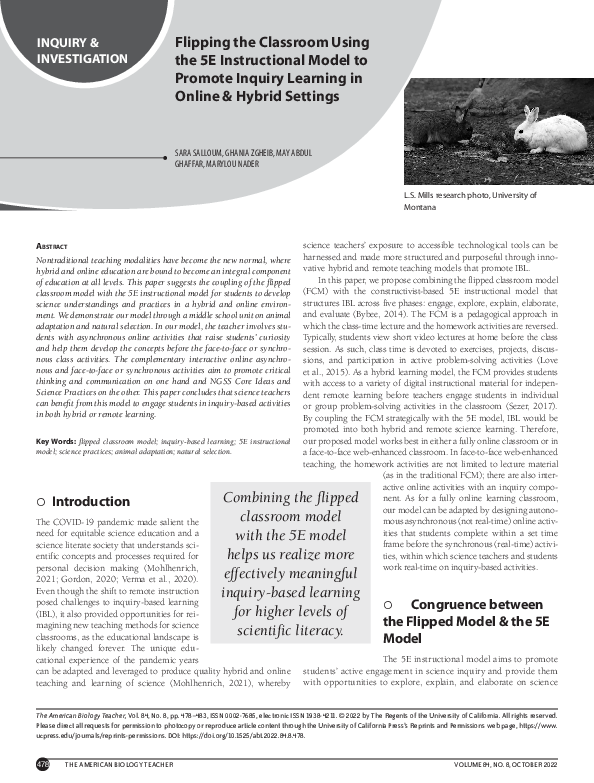 (PDF) Flipping the Classroom Using the 5E Instructional Model to ...