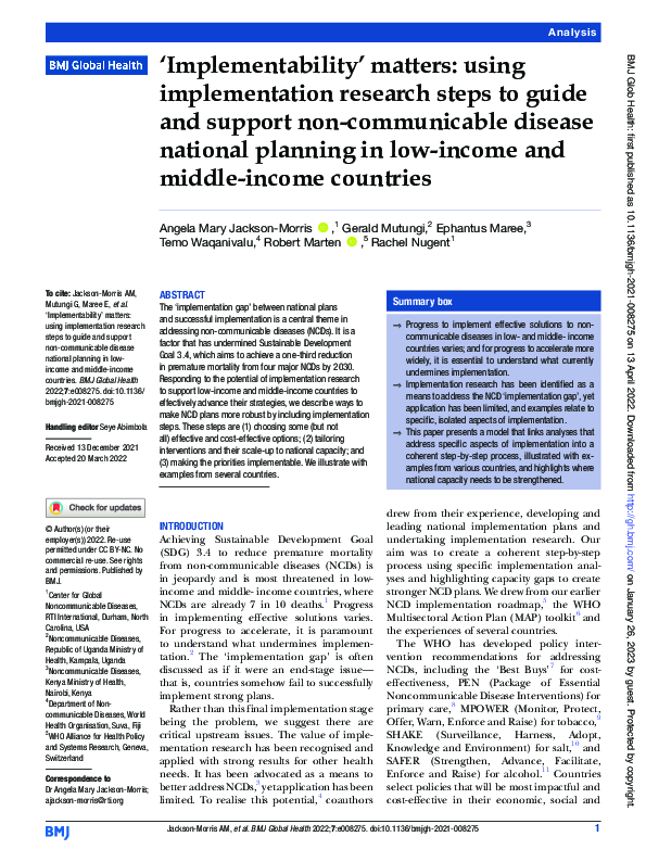 (PDF) ‘Implementability’ matters: using implementation research steps ...