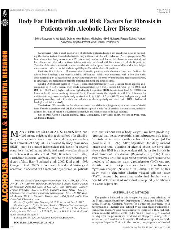 (PDF) Body Fat Distribution and Risk Factors for Fibrosis in Patients ...