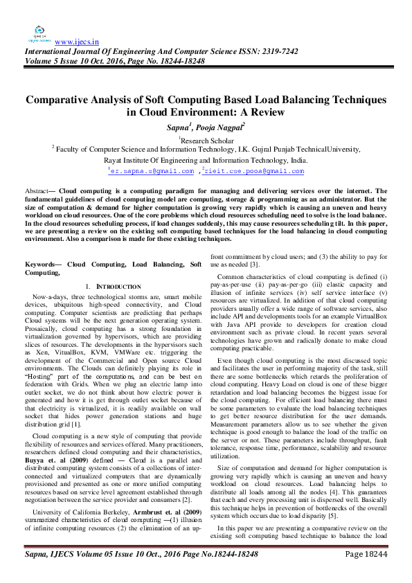 (PDF) Comparative Analysis of Soft Computing Based Load Balancing ...