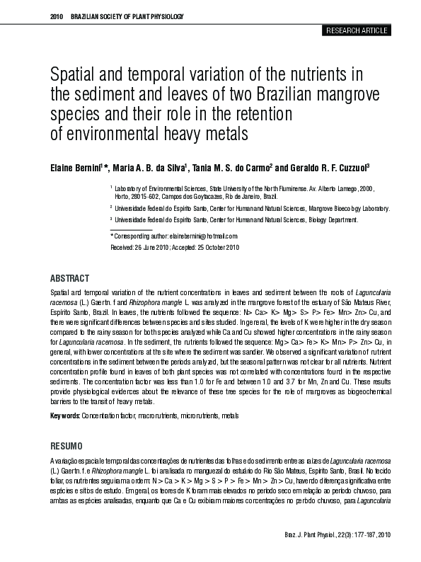 (PDF) Spatial and temporal variation of the nutrients in the sediment ...