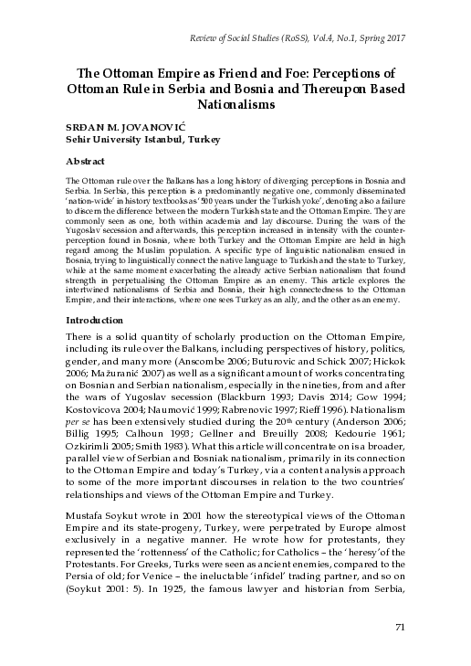 (PDF) The Ottoman Empire as Friend and Foe Perceptions of Ottoman Rule