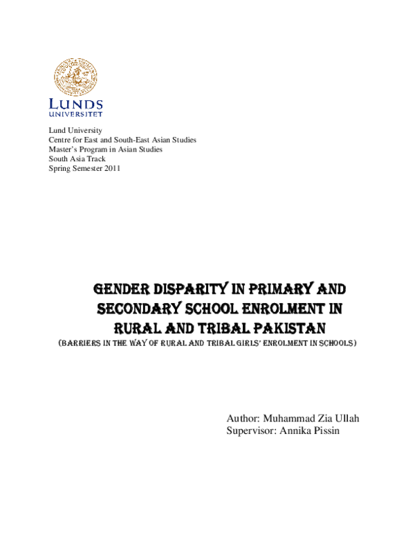 (PDF) Gender Disparity in Primary and Secondary School Enrolment in ...