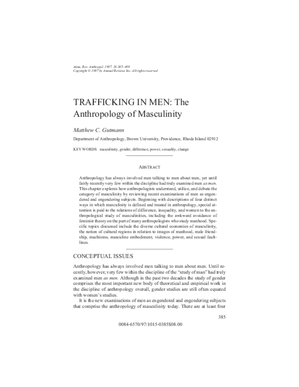 (PDF) Trafficking in Men: The Anthropology of Masculinity