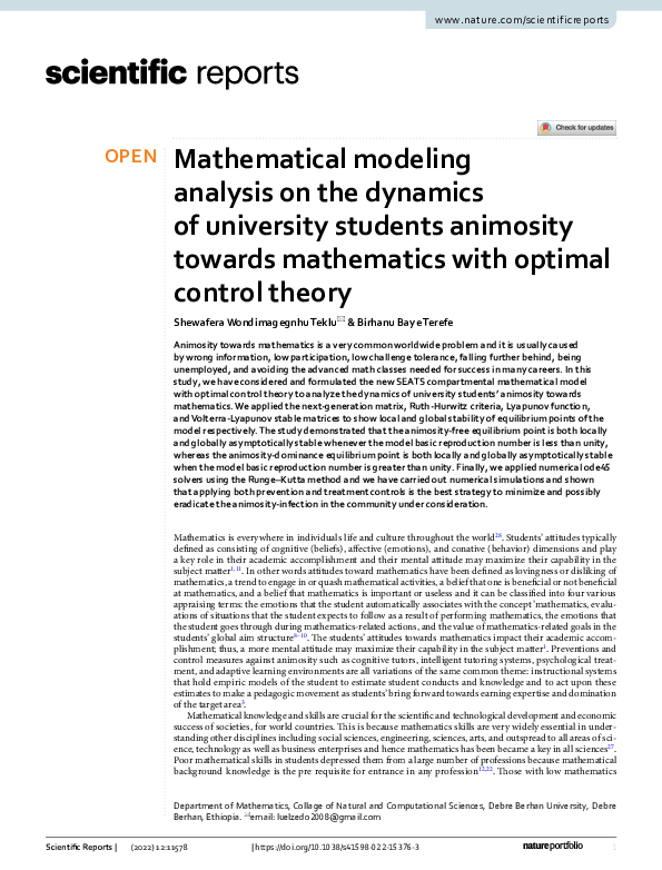 (PDF) Mathematical modeling analysis on the dynamics of university ...