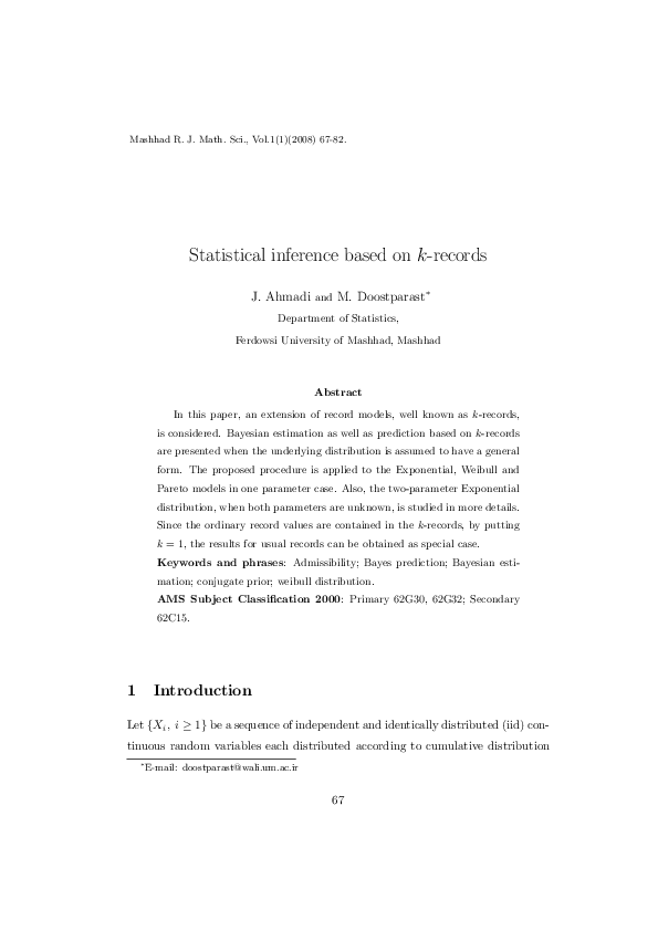 (PDF) Statistical inference based on k-records