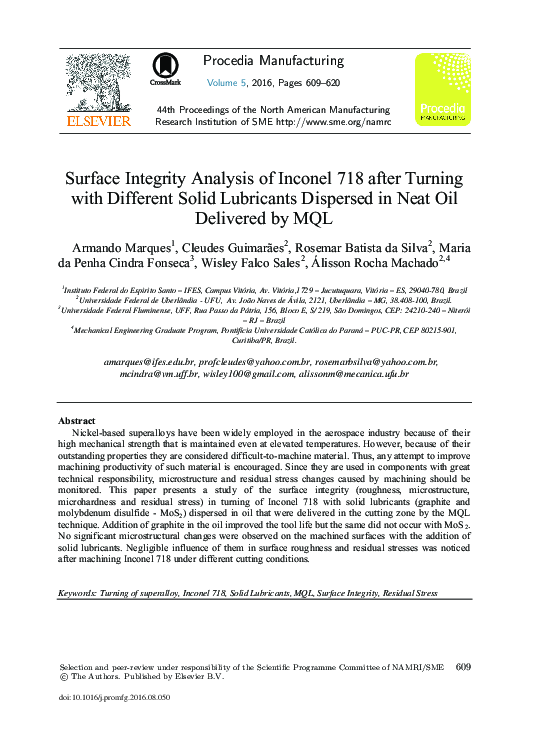 (PDF) Surface Integrity Analysis of Inconel 718 after Turning with ...