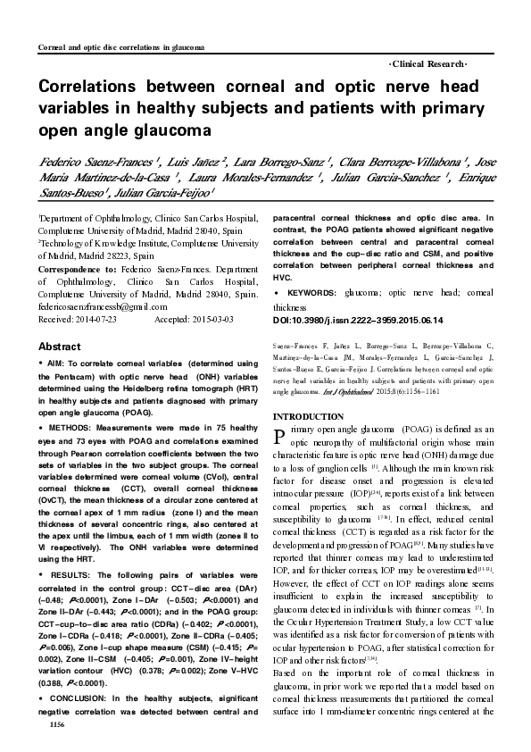 (PDF) Correlations between corneal and optic nerve head variables in ...