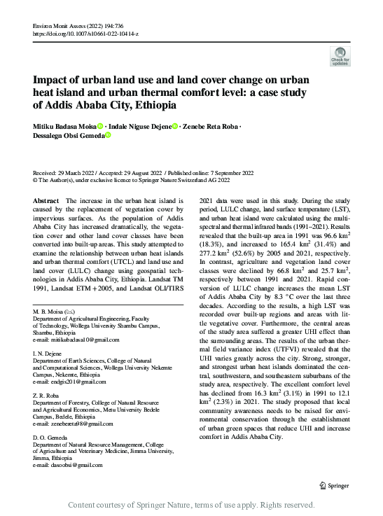 (PDF) Impact of urban land use and land cover change on urban heat ...