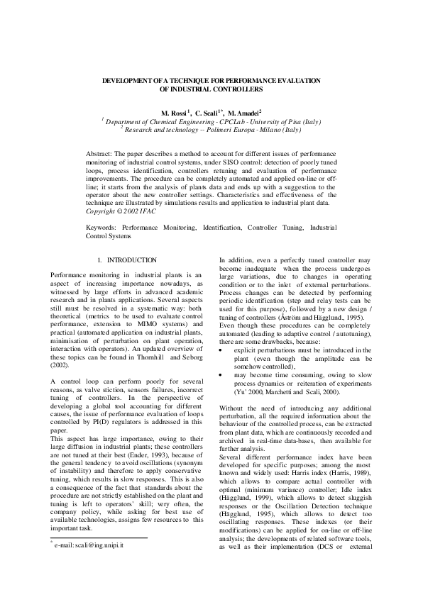 (PDF) Development of a Technique for Performance Evaluation of ...