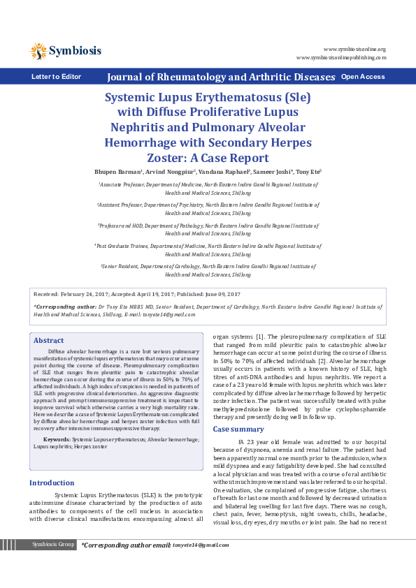 (PDF) Systemic Lupus Erythematosus (Sle) with Diffuse Proliferative ...