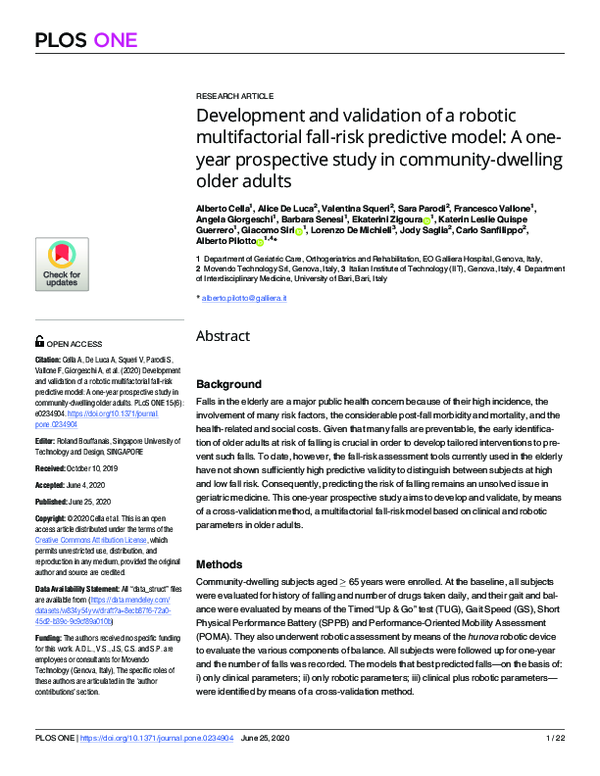 (PDF) Development and validation of a robotic multifactorial fall-risk ...