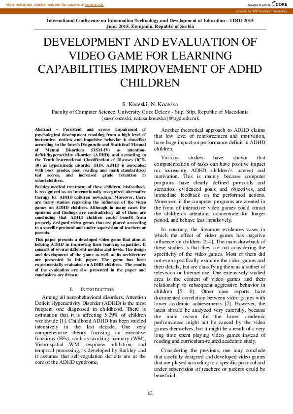 (PDF) Development and evaluation of video game for learning ...