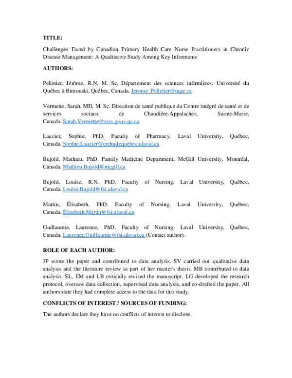 (PDF) Challenges faced by Canadian primary health care nurse