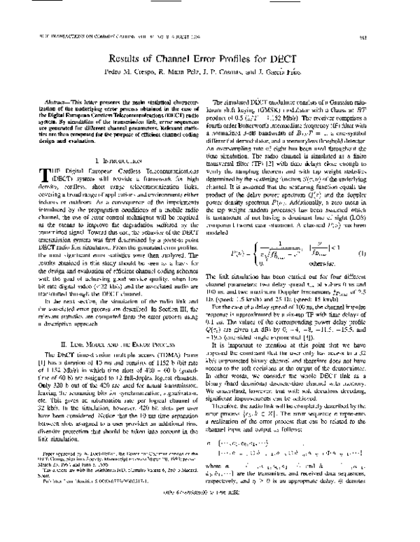 (PDF) Results of channel error profiles for DECT
