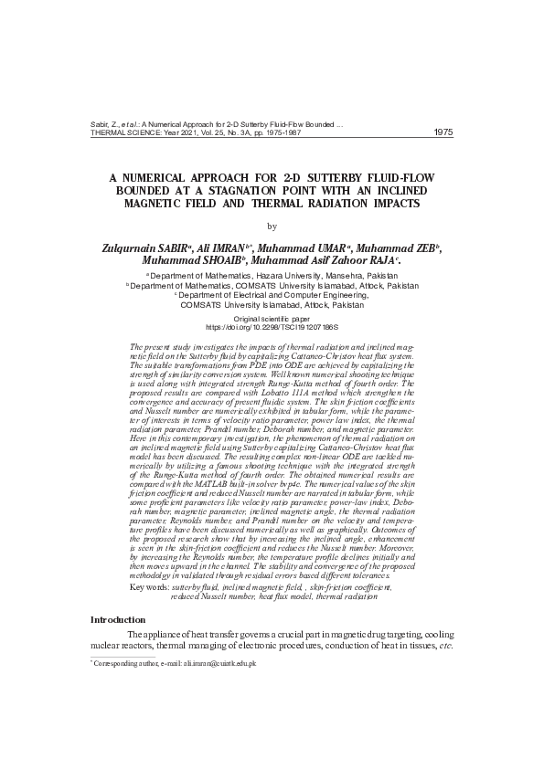 (PDF) A numerical approach for two-dimensional Sutterby fluid flow ...