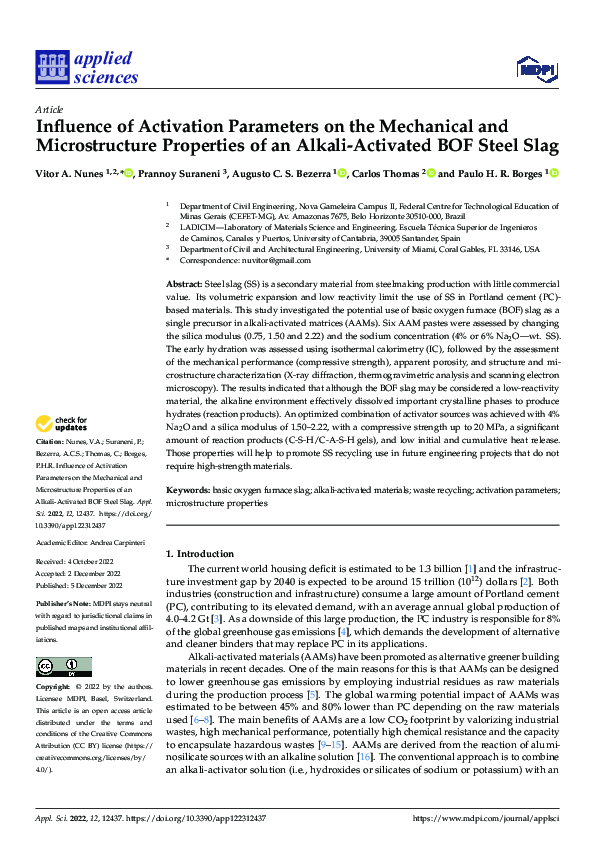 (PDF) Influence of Activation Parameters on the Mechanical and ...