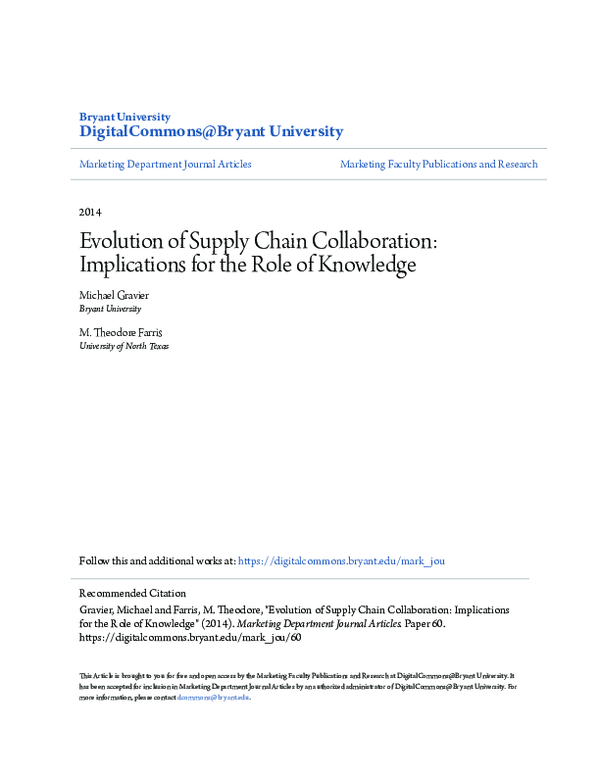 (PDF) Evolution of Supply Chain Collaboration