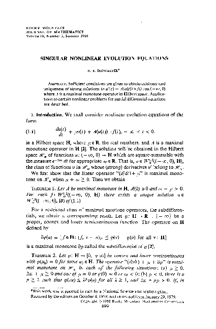 (PDF) Singular nonlinear evolution equations