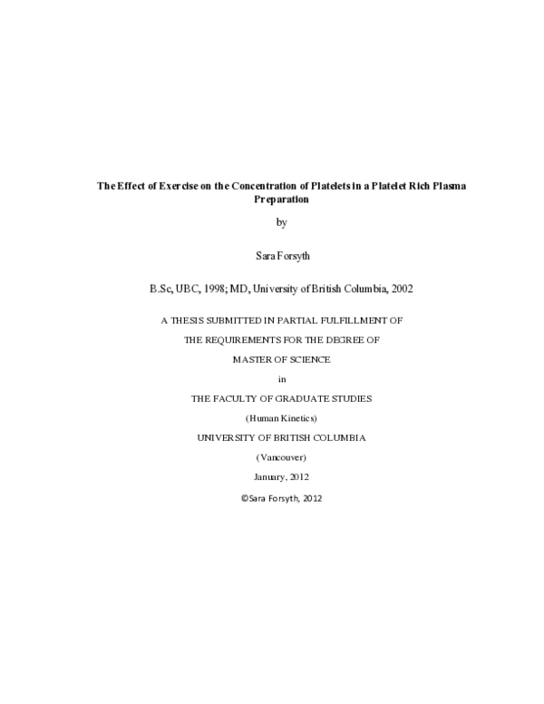 (PDF) The effect of exercise on the concentration of platelets in a ...