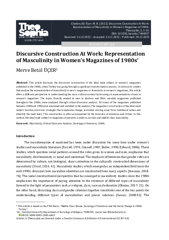(PDF) Discursive Construction At Work: Representation of Masculinity in ...