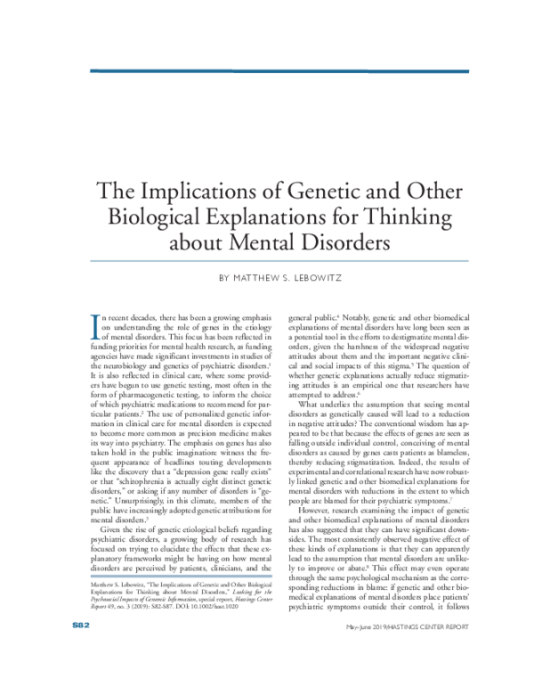 (PDF) The Implications of Genetic and Other Biological Explanations for ...