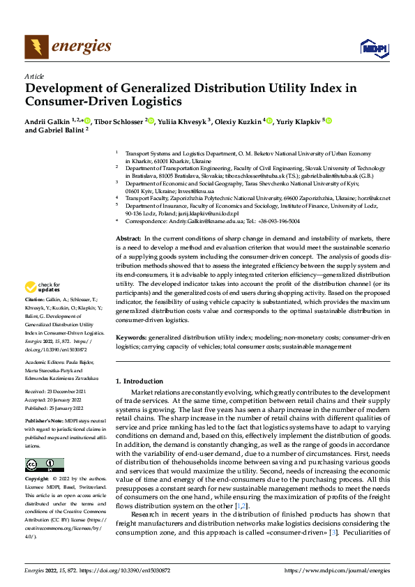 (PDF) Development of Generalized Distribution Utility Index in Consumer ...