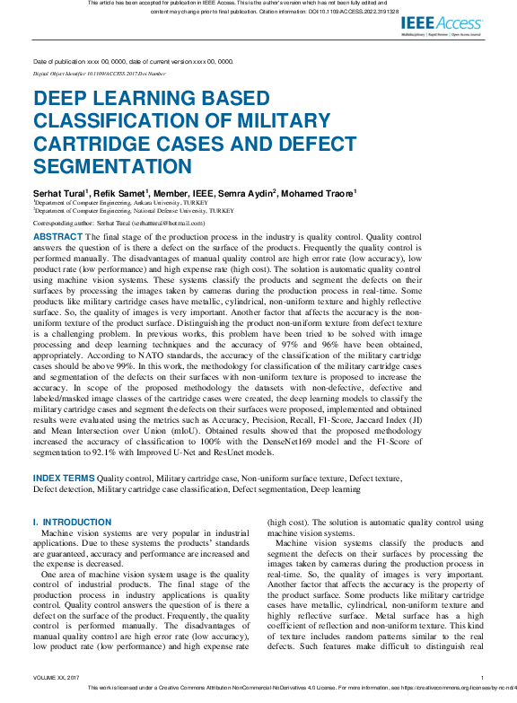 (PDF) Deep Learning Based Classification of Military Cartridge Cases ...