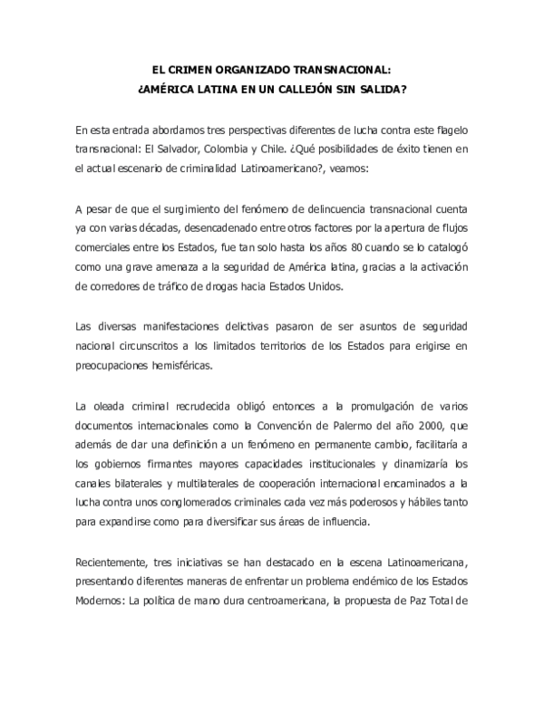 (PDF) EL CRIMEN ORGANIZADO TRANSNACIONAL: ¿AMÉRICA LATINA EN UN ...