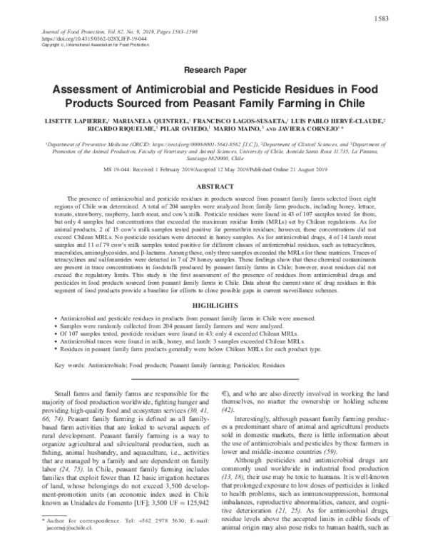 (PDF) Assessment of Antimicrobial and Pesticide Residues in Food ...