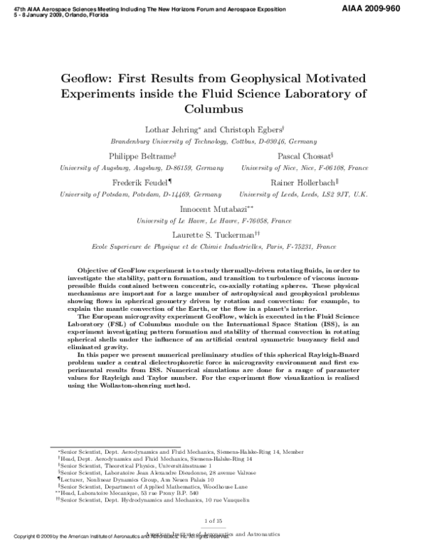 (PDF) Geoflow: First Results from Geophysical Motivated Experiments ...