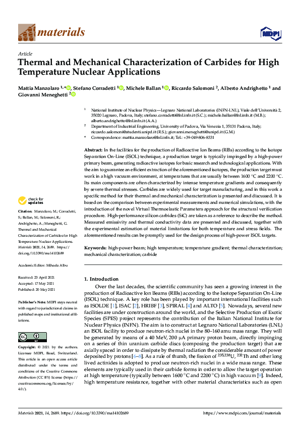 (PDF) Thermal and Mechanical Characterization of Carbides for High ...