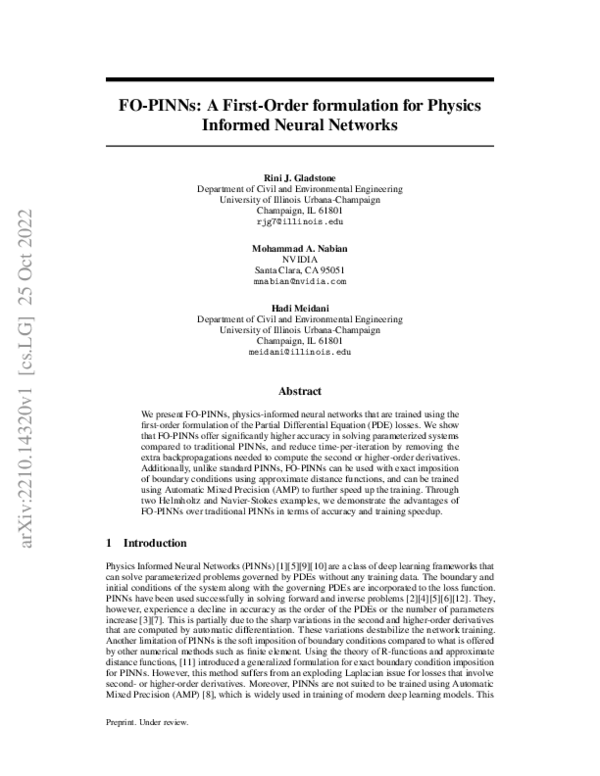 (PDF) FO-PINNs: A First-Order formulation for Physics Informed Neural ...