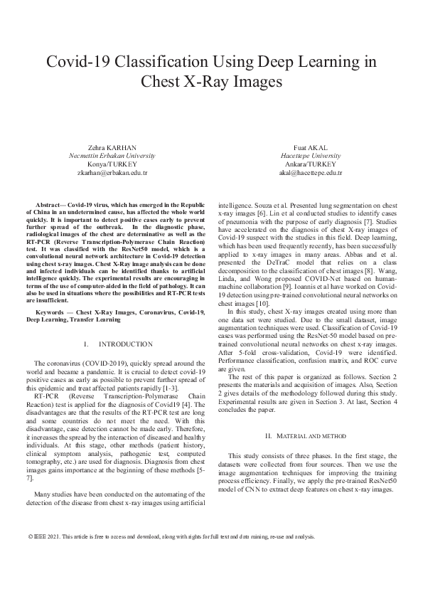 (PDF) Covid-19 Classification Using Deep Learning in Chest X-Ray Images
