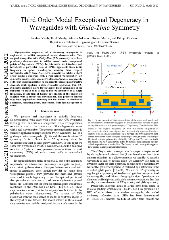 (PDF) Third order modal exceptional degeneracy in waveguides with glide ...